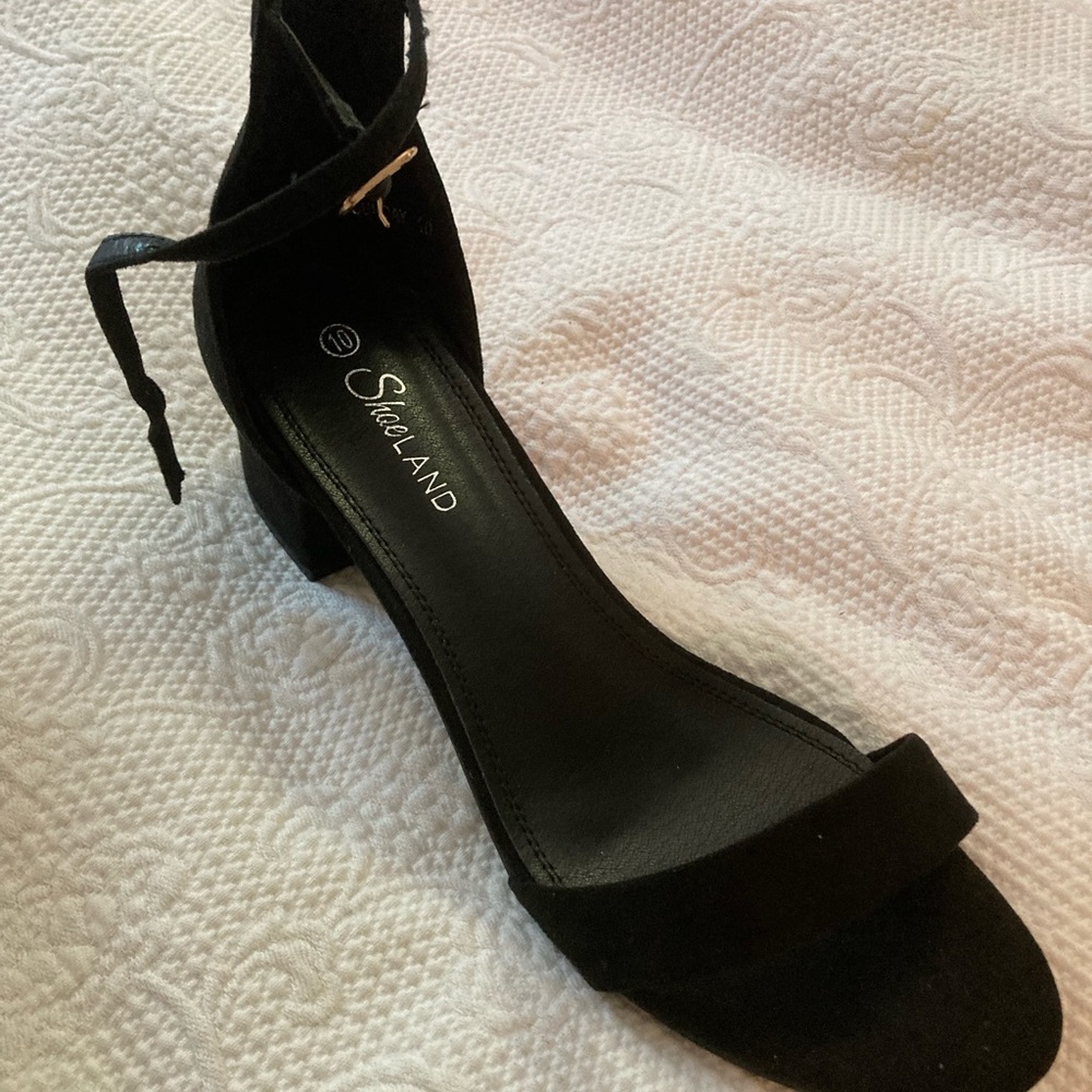 Open Toe Block Heel Black Size 10 - image 3